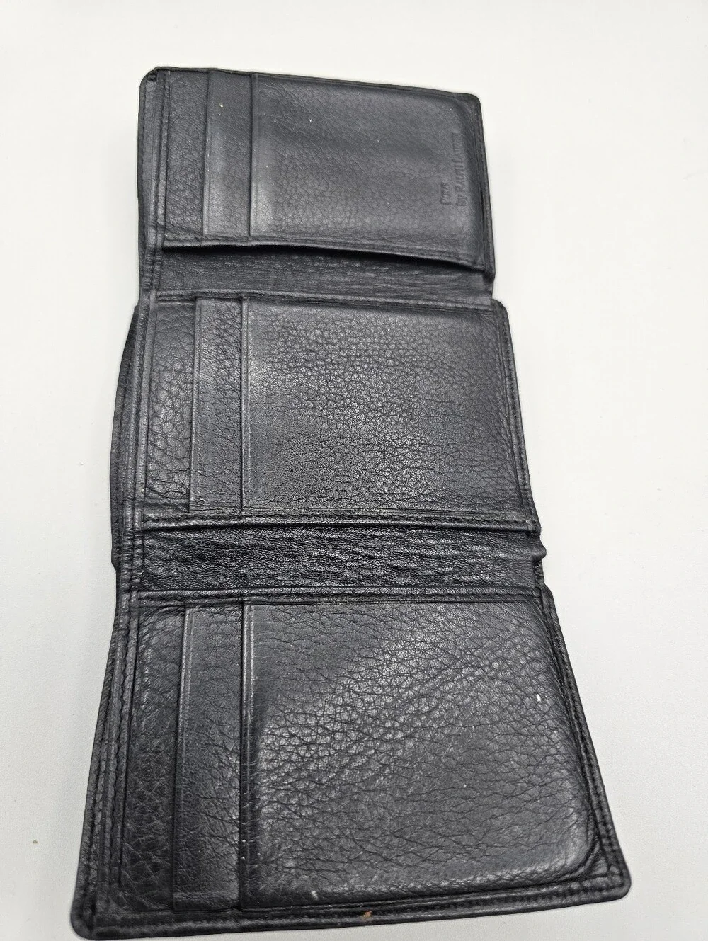 Polo Ralph Lauren Black leather trifold wallet Soft Worn Grandpa Dad Vtg Stains